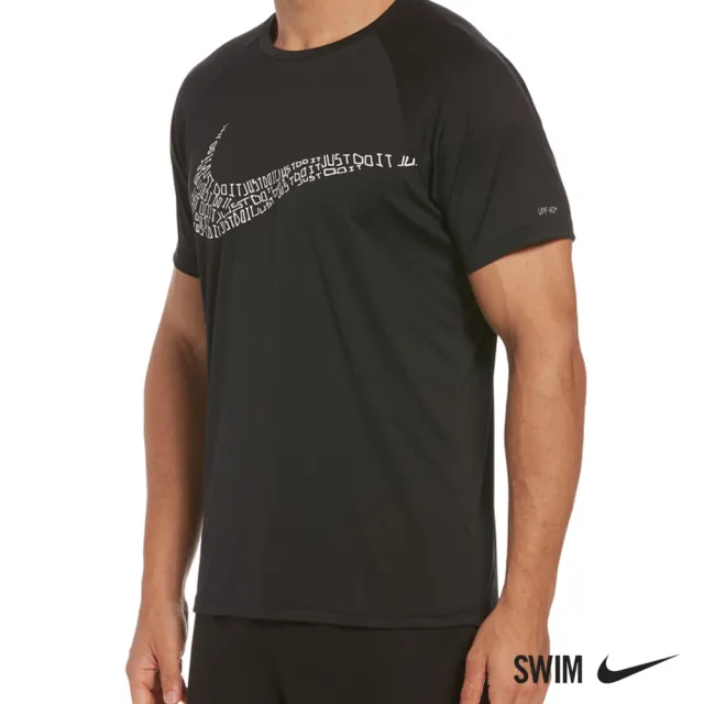 【NIKE 耐吉】SWIM 上衣 男 短袖上衣 運動 慢跑 訓練 健身 黑 NESSC660-001