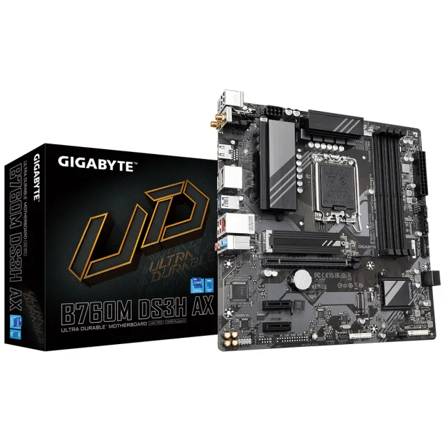 【GIGABYTE 技嘉】組合套餐(技嘉 B760M DS3H AX+美光DDR5 4800 8G+美光P3 Plus 2TB SSD)