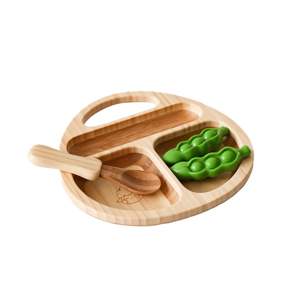 【agney】孟宗竹餐盤組 -副食品專用餵食盤（附S湯匙）(100%日本製)