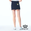 【KING GOLF】實體同步款-女款立體熱氣球刺繡素面修身A LINE短裙/高爾夫球裙(丈青)