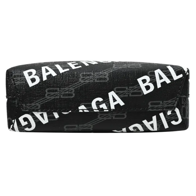【Balenciaga 巴黎世家】新版經典滿版LOGO印花紙袋造型手提袋兩用包(黑)