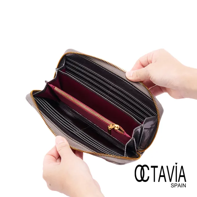 【OCTAVIA 8】OCTAVIA8 真皮- 貴氣 淺金銀系氣質羊皮拉鍊零錢包(Octavia 8 2024 新品)