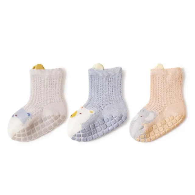 【Baby 童衣】兒童襪子3雙入 嬰兒襪 網眼防滑襪 柔軟透氣排汗襪 寶寶動物彈力襪 11729(共２色)