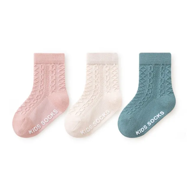 【Baby 童衣】任選 兒童襪子3雙入 嬰兒襪 網眼防滑襪 柔軟透氣排汗襪 寶寶素色彈力襪 11730(共４色)