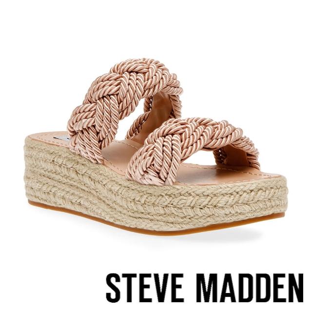 【steve madden】OLSEN 雙帶三股辮厚底拖鞋(粉膚色)