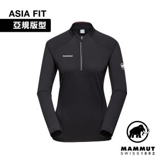 【Mammut 長毛象官方直營】Aenergy FL Half Zip AF 抗菌半拉長袖排汗衣 黑色 女款 #1016-01320
