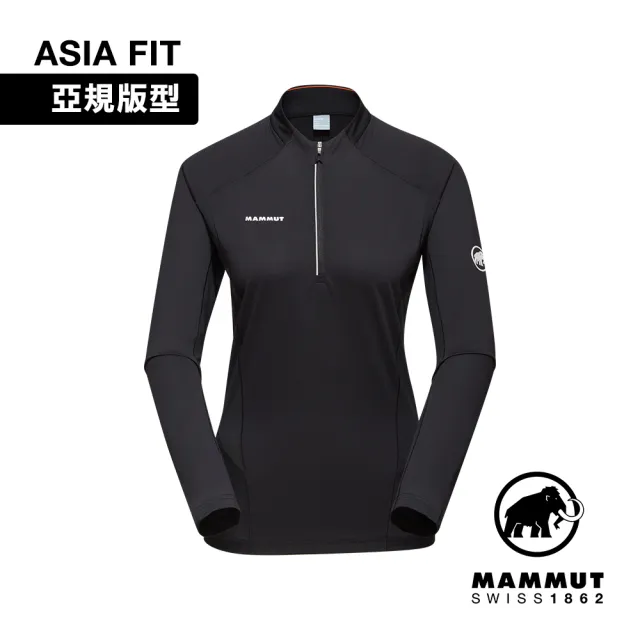【Mammut 長毛象官方直營】Aenergy FL Half Zip AF 抗菌半拉長袖排汗衣 黑色 女款 #1016-01320