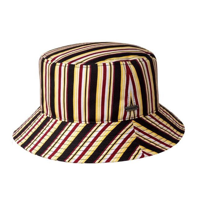 【KANGOL】70s STRIPE 復古色條漁夫帽(黑色)