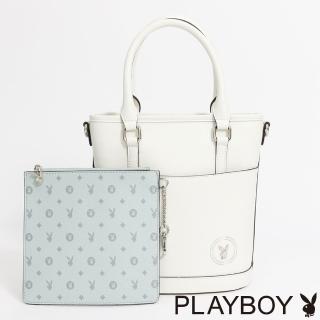 【PLAYBOY】水桶包附長背帶 Twilight系列(米白色)