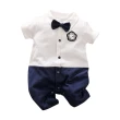 【JoyNa】男寶寶西服短袖連身衣 包屁衣 嬰兒連身衣 白色紳士款(西裝造型)