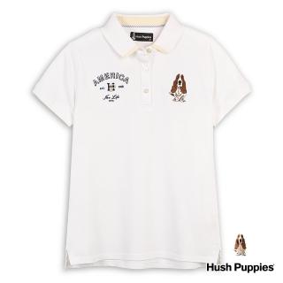 【Hush Puppies】女裝 POLO衫 經典HP造型繡花刺繡狗短袖POLO衫(白色 / 43201106)