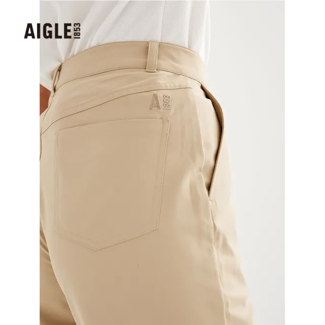 【AIGLE】女防潑休閒長褲AG-3P230A150 卡其(女長褲 防潑水長褲 休閒長褲)