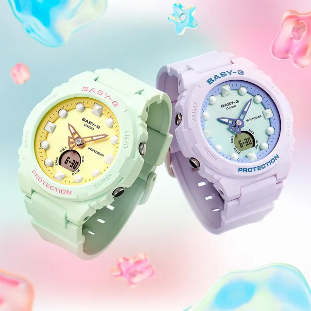 【CASIO 卡西歐】BABY-G 夢幻偏光雙顯手錶-2色可選 禮物 開學(BGA-320FH-3A/BGA-320FH-4A/速)