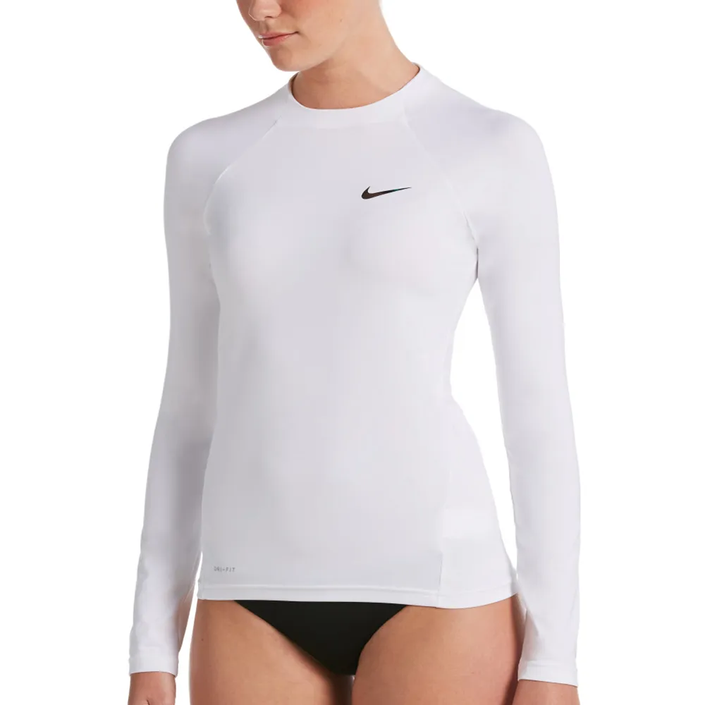 【NIKE 耐吉】SWIM 成人女性長袖防曬衣 白 NESSA386-100