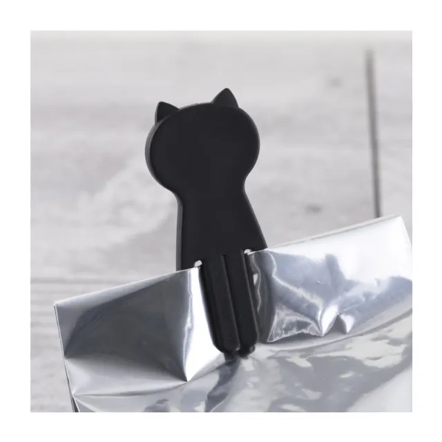 【KAI 貝印】Nyammy 黑貓咪日本製夾量匙組 5+15ml(量匙．大匙．小匙．咖啡匙．食物保鮮夾)
