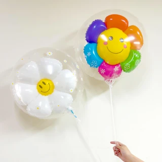 派對佈置超大畢業雛菊泡泡氣球1個-送燈串(生日氣球 派對布置 兒童節 畢業 教室 裝飾 布置)