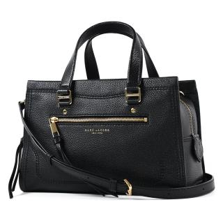 【MARC JACOBS 馬克賈伯】荔枝紋流蘇拉鍊手提/斜背二用包-黑色/大