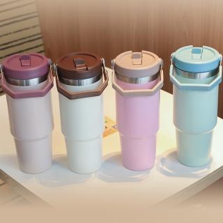 【CS22】輕量杯身304不鏽鋼30oz雙層真空吸管冰霸杯(白色/綠色/咖啡)