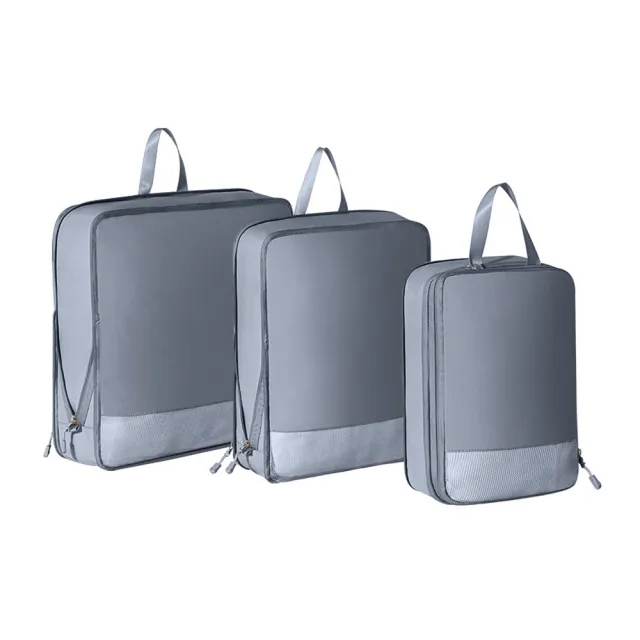 【QLZHS】輕便壓縮旅行收納袋三件組 旅行必備衣物壓縮包 行李箱分類收納袋(防潑水抗皺 獨立分裝 節省空間)