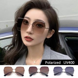 【SUNS】時尚精品偏光墨鏡 韓版漸層切邊墨鏡 超輕量金屬無邊框(防眩光/遮陽/輕盈材質/抗UV400)