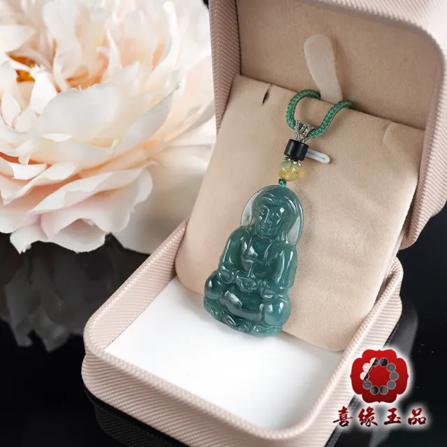【喜緣玉品】觀音 天然翡翠A貨 滿綠 玉觀音玉墜(開運風水)
