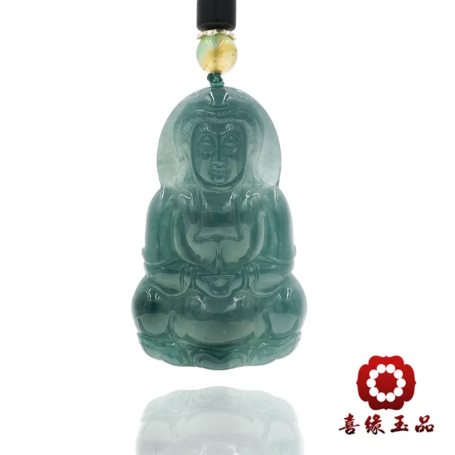 【喜緣玉品】觀音 天然翡翠A貨 滿綠 玉觀音玉墜(開運風水)