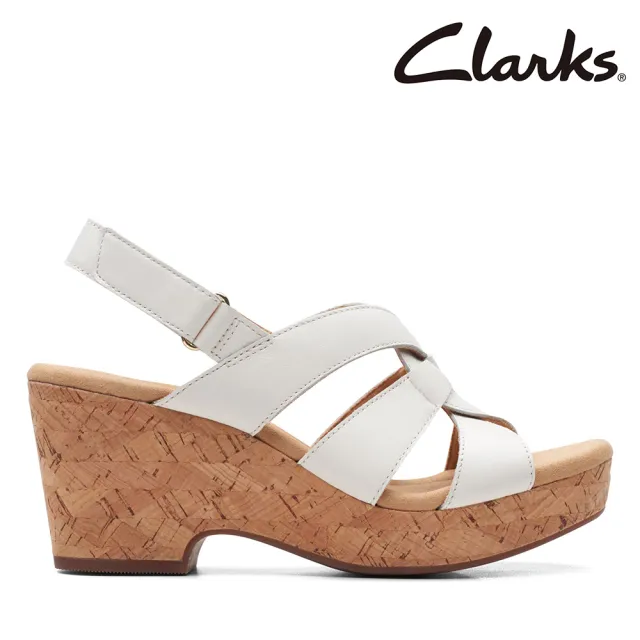 【Clarks】女鞋 Giselle Beach 美型腳背交叉設計厚底涼鞋 楔型涼鞋(CLF66232S)