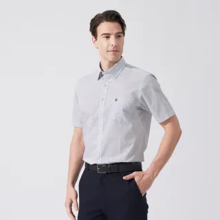 【pierre cardin 皮爾卡登】休閒服飾 男款 點點休閒短袖襯衫-水藍色(5247163-35)
