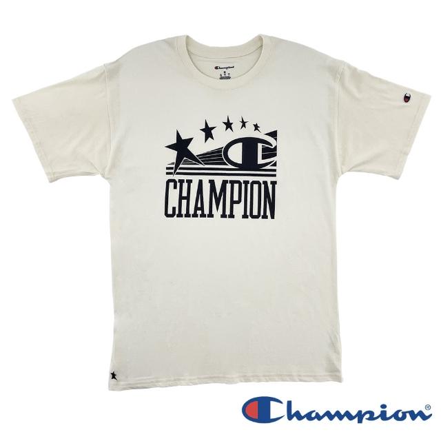 【Champion】官方直營-印花圖騰短袖上衣-男(米色)