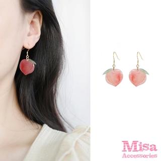 【MISA】韓國設計愛心水蜜桃氣質造型夾式耳環(無耳洞耳環 耳夾 夾式耳環)