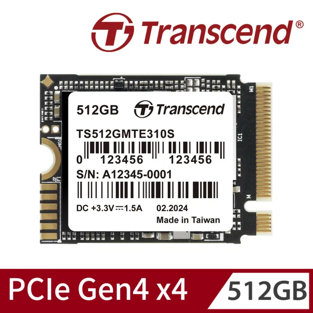 【Transcend 創見】MTE310S 512GB M.2 2230 PCIe Gen4x4 SSD固態硬碟(TS512GMTE310S)