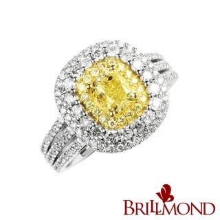 【BRILLMOND】黃彩鑽 GIA 天然鑽石 FANCY YELLOW 1克拉豪華璀璨鑽戒(FANCY YELLOW/VS2 PT950)