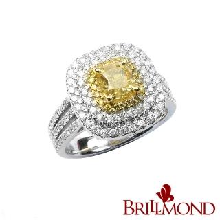 【BRILLMOND】黃彩鑽GIA 天然鑽石 FANCY YELLOW 1克拉極致豪華鑽戒(FANCY YELLOW/VS2 PT950)