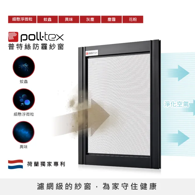 【Poll-tex 荷蘭普特絲】防霾紗窗｜含施工費20才/片/不含窗框(過濾細懸浮微粒、降低異味)