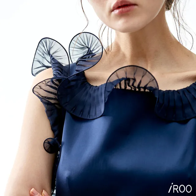 【iROO】荷葉邊飾小禮服