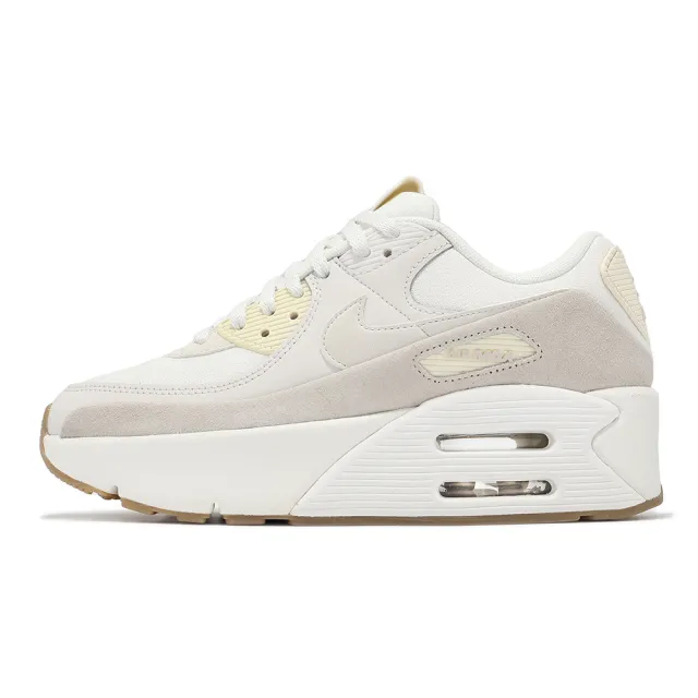 【NIKE 耐吉】休閒鞋 Air Max 90 LV8 女鞋 厚底 增高 米白 氣墊 膠底(FD4328-100)