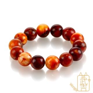【Woogie武吉珠寶】琥珀蜜蠟波羅地海極品沁色妖紋蜜蠟手鍊(紅蜜妖花14-15mm)