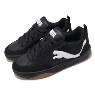 【PUMA】休閒鞋 Park Lifestyle SD 男鞋 女鞋 黑 白 皮革 絨布 板鞋 情侶鞋(395022-01)