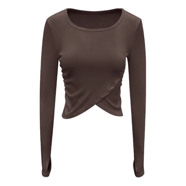 【巴黎精品】現貨+預購 瑜珈服長袖運動服運動上衣跑步背心修身顯瘦瑜伽服(針織緊身健身短款女上衣4色v1ax1)