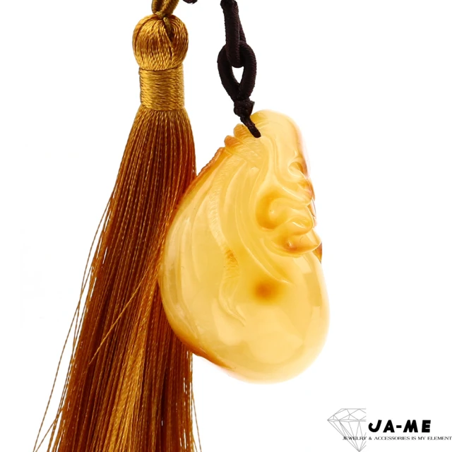 JA-ME 天然琥珀波羅的海蜜蠟帶焦糖色錢袋吊飾 21克