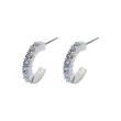 【SWAROVSKI 施華洛世奇】Mini Hoop 璀璨水晶穿孔半圓型藍色耳環