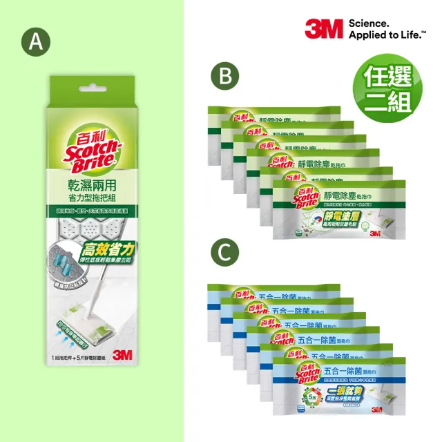 【3M】乾溼兩用 省力除塵紙拖把特惠組(可任選2組)