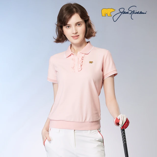 KING GOLF 門市新品-女款素面領片線條感微立領拉鍊上