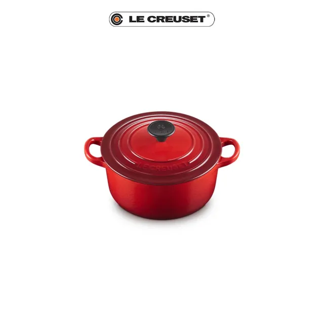 【Le Creuset】琺瑯鑄鐵鍋圓鍋18cm(櫻桃紅-電木頭-內鍋白)