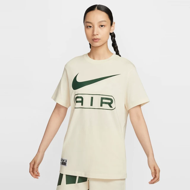 NIKE 耐吉 上衣 女款 短袖上衣 運動 落肩 寬鬆 AS W NSW TEE AIR BF SP24 米白綠 FV8003-110