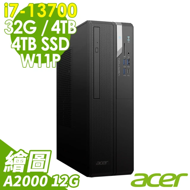 ACER 宏碁Acer 宏碁 i7 RTXA2000十六核商用電腦(VX2715G/i7-13700/32G/4TB HDD+4TB SSD/RTX A2000-12G/W11P)