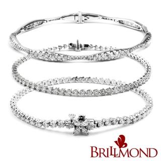 【BRILLMOND】天然鑽石手鍊 2克拉 PT950鉑金 精選多款選(天然鑽石總重2克拉 D-F/VS2-SI1 PT950鉑金臺)