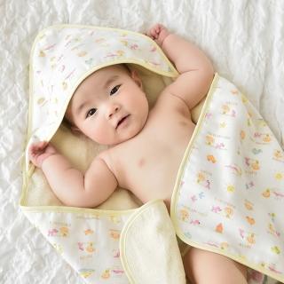 【COMBO!】日本製100%純棉頂級日本今治認證嬰兒連帽大浴巾75 x 75 cm*1入(嬰幼兒雙帽兜式大毛巾)