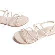 【KOKKO 集團】率性舒適細條羅馬平底涼鞋(米白色)