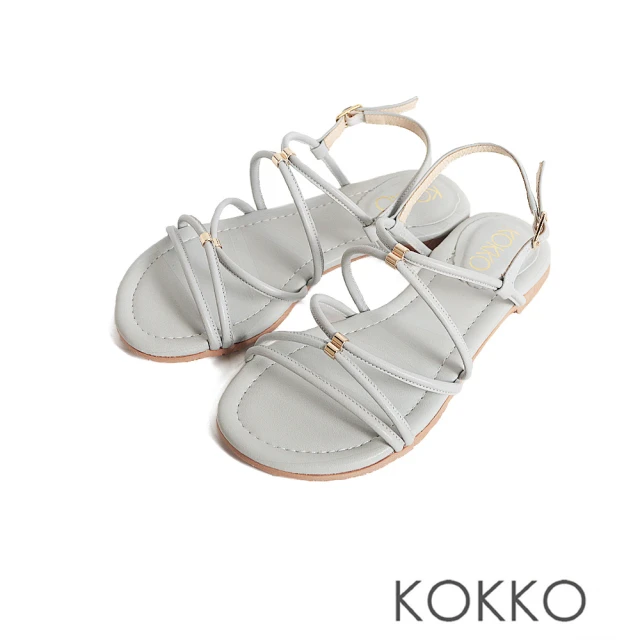 【KOKKO 集團】率性舒適細條羅馬平底涼鞋(淺藍色)